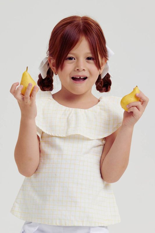 DONATELLA YELLOW PLAID GIRL&#39;S TOP