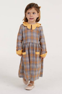 VICTORIA PLAID AND ORANGE LONG -LONG SLEEVE