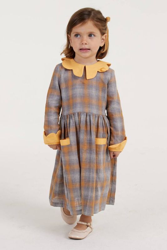 VICTORIA PLAID AND ORANGE LONG -LONG SLEEVE