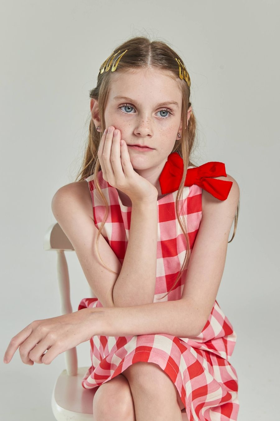 MARIA RED PLAID GIRL&#39;S DRESS
