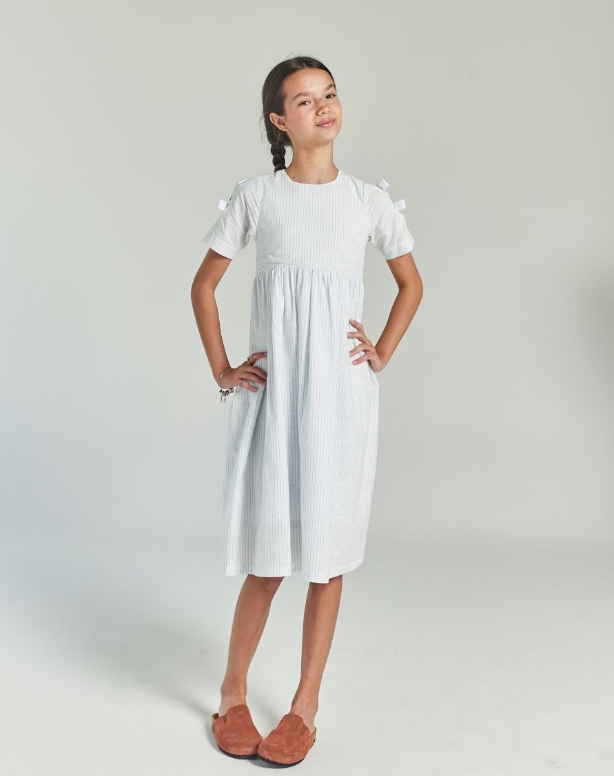 MANU WHITE AND BLUE GIRL&#39;S DRESS