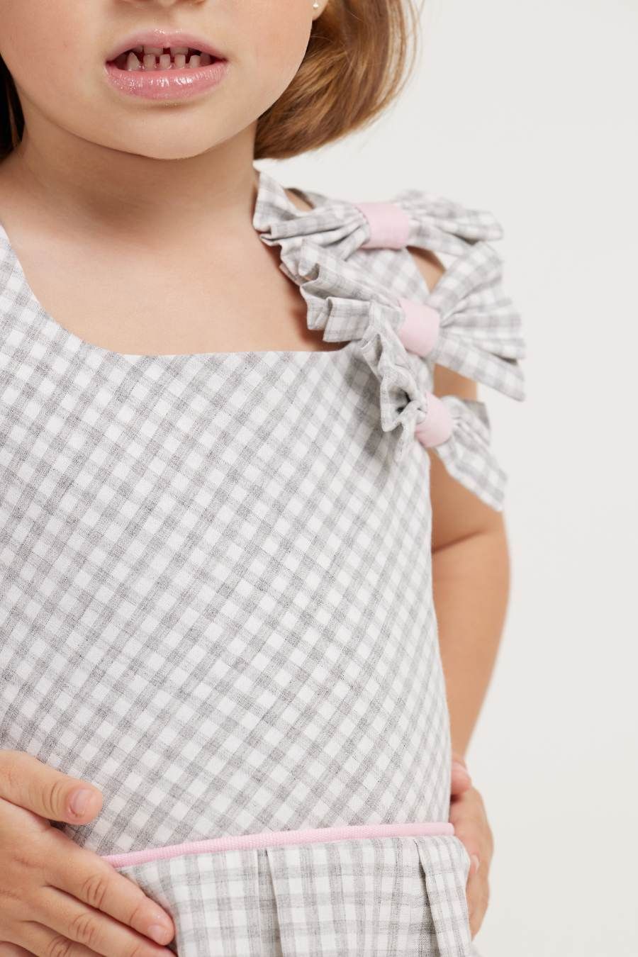CHLOÉ GRAY PLAID GIRL&#39;S DRESS