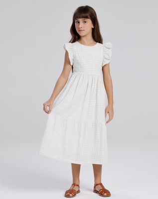 LISA BEIGE PLAID GIRL&#39;S DRESS