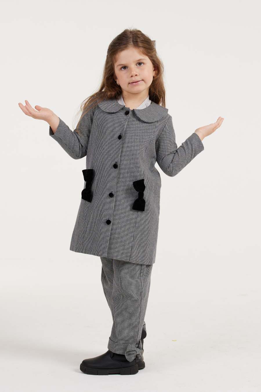 PIETRA &quot;PIED DE POULE&quot; PRINT GIRL&#39;S OVERCOAT