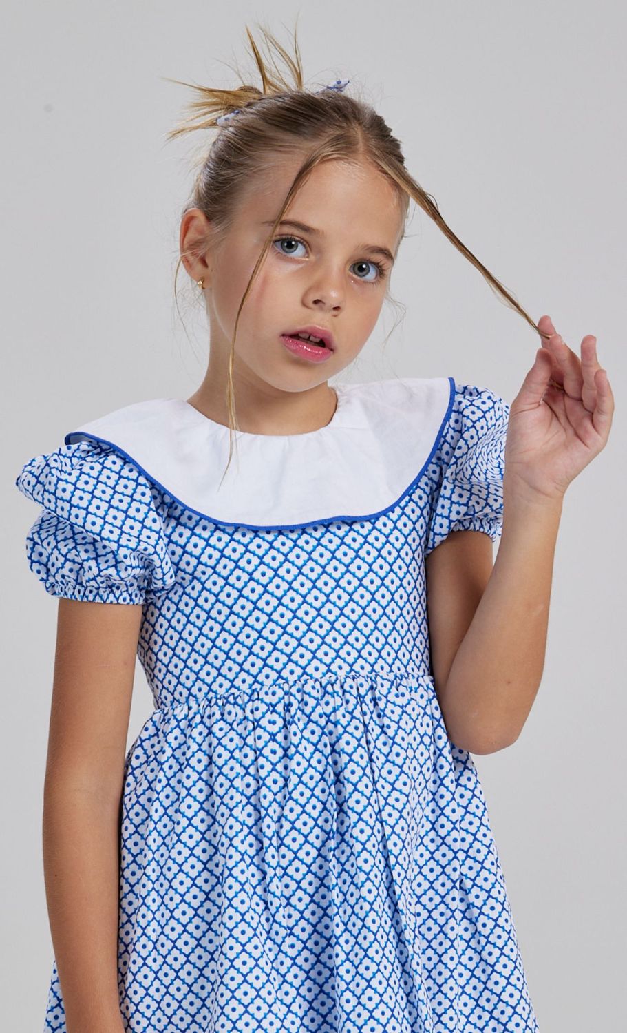 VALENTINA BLUE TILE GIRL&#39;S DRESS