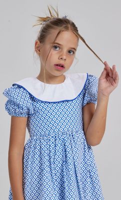 VALENTINA BLUE TILE GIRL&#39;S DRESS