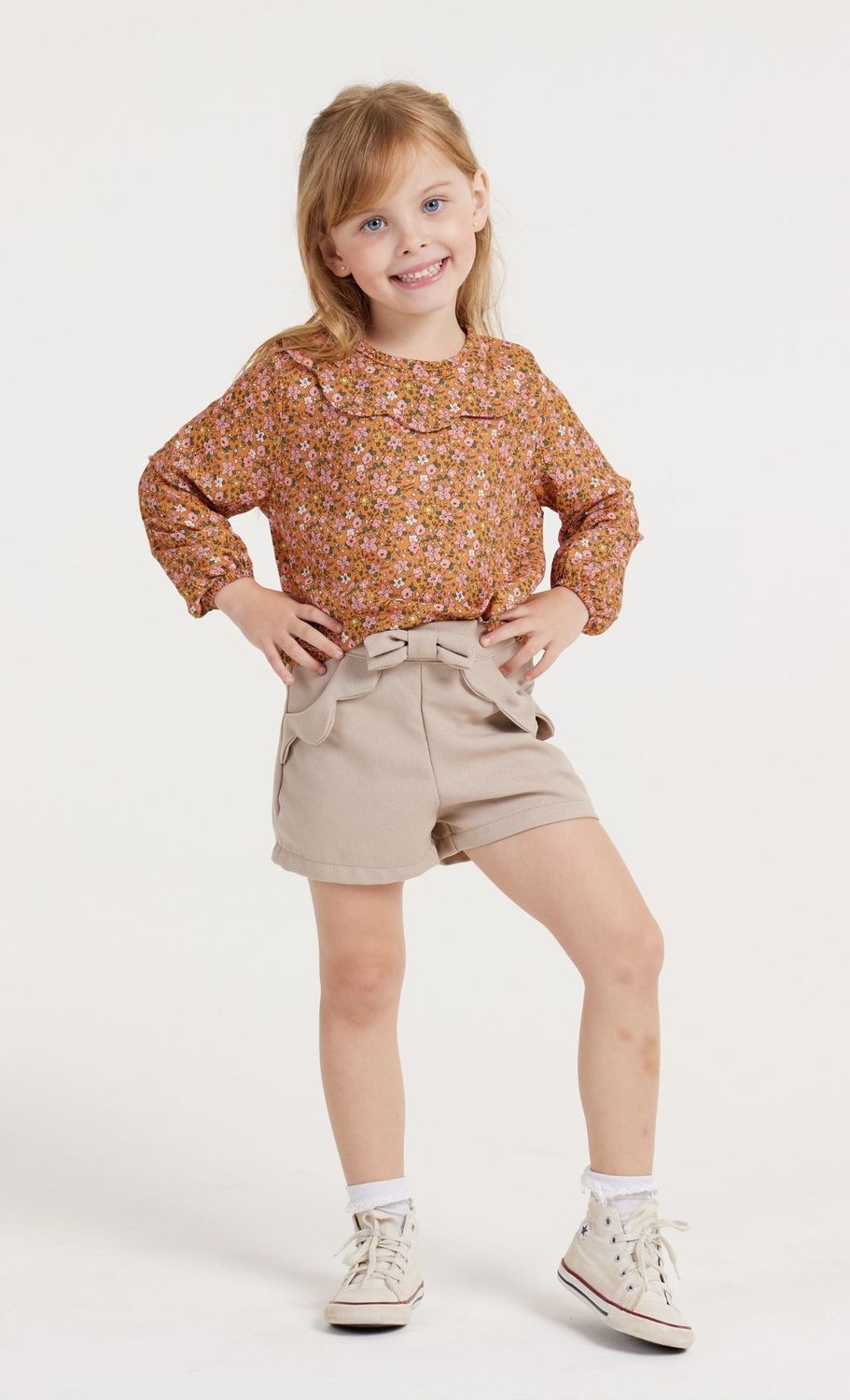 LAVÍNIA FLORAL VISCOSE LONG SLEEVE GIRL&#39;S TOP