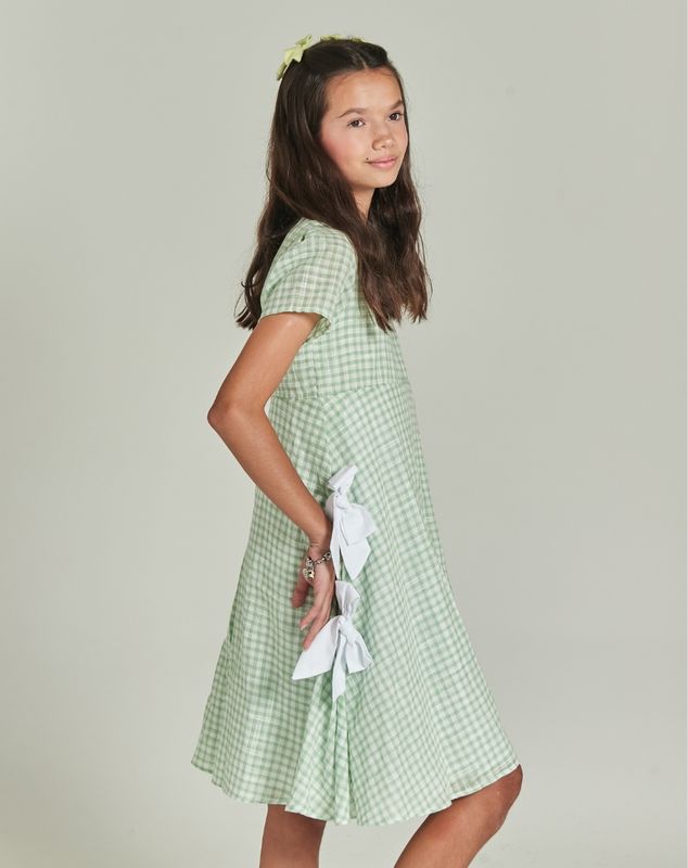 MARINA GREEN PLAID GIRL&#39;S DRESS