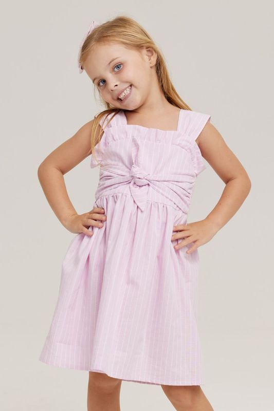 REBECA PINK AND WHITE STRIPES GIRL&#39;S DRESS