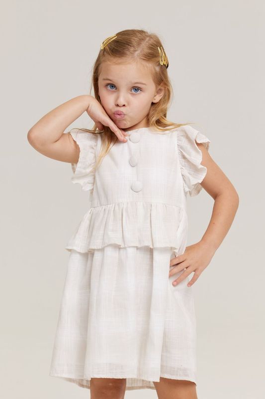 DORA BEIGE PLAID GIRL&#39;S DRESS