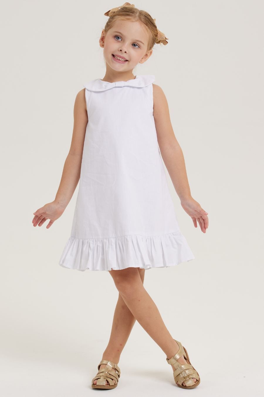 LUARA WHITE TRICOLINE GIRL&#39;S DRESS