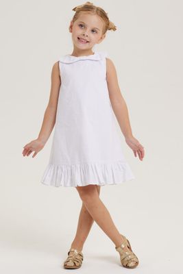 LUARA WHITE TRICOLINE GIRL&#39;S DRESS