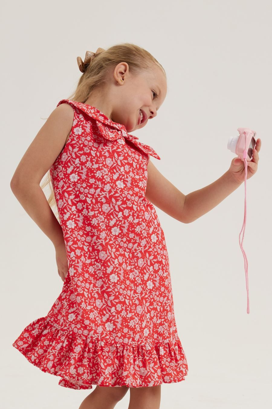 LUARA RED LIBERTY PRINT GIRL&#39;S DRESS