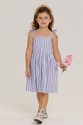 MELINA BLUE AND PINK STRIPES GIRL&#39;S DRESS