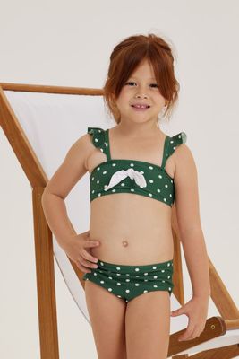 LÍVIA GREEN AND WHITE &quot;POIS&quot; GIRL&#39;S  BIKINI