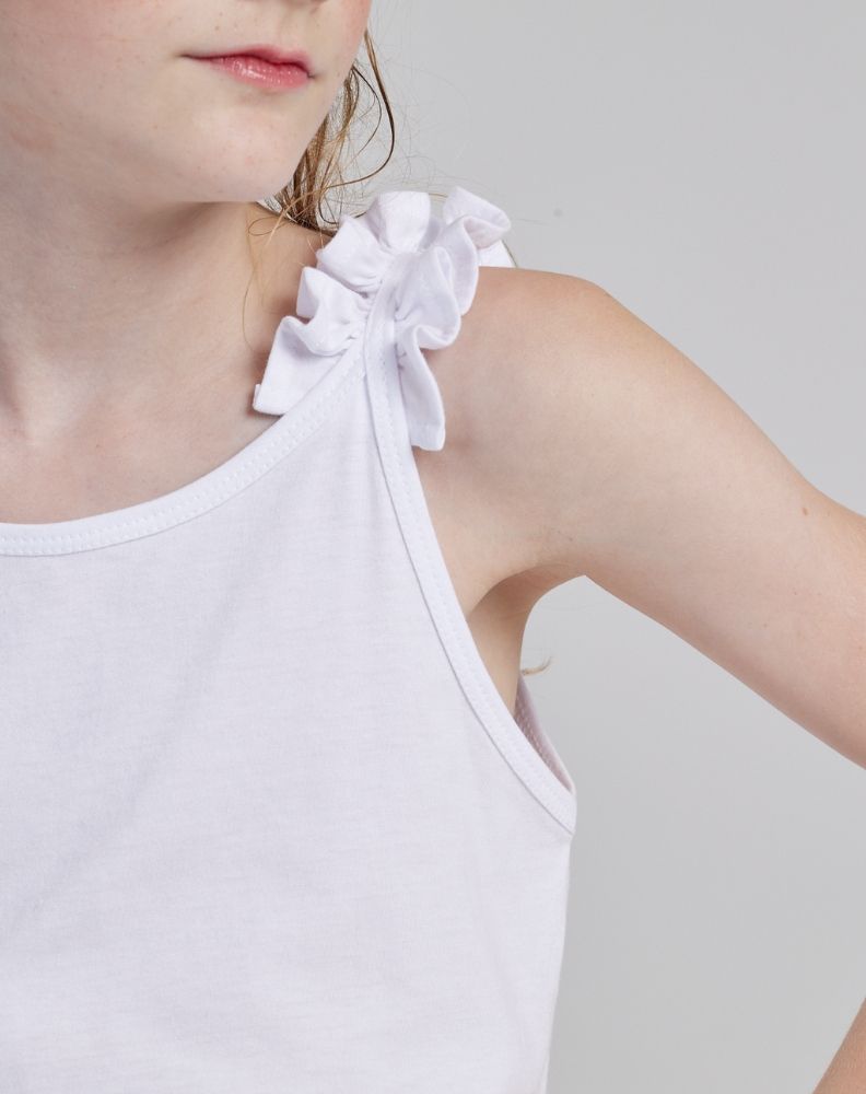 LUNA WHITE COTTON GIRL&#39;S TANK TOP