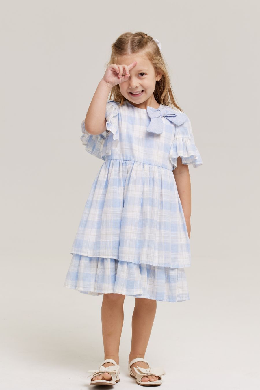 CELESTE BLUE PLAID GIRL&#39;S DRESS
