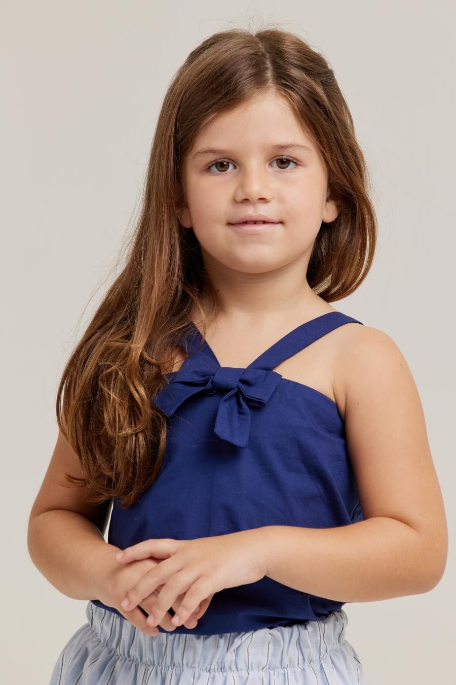 YASMIN NAVY BLUE BOW GIRL&#39;S TOP