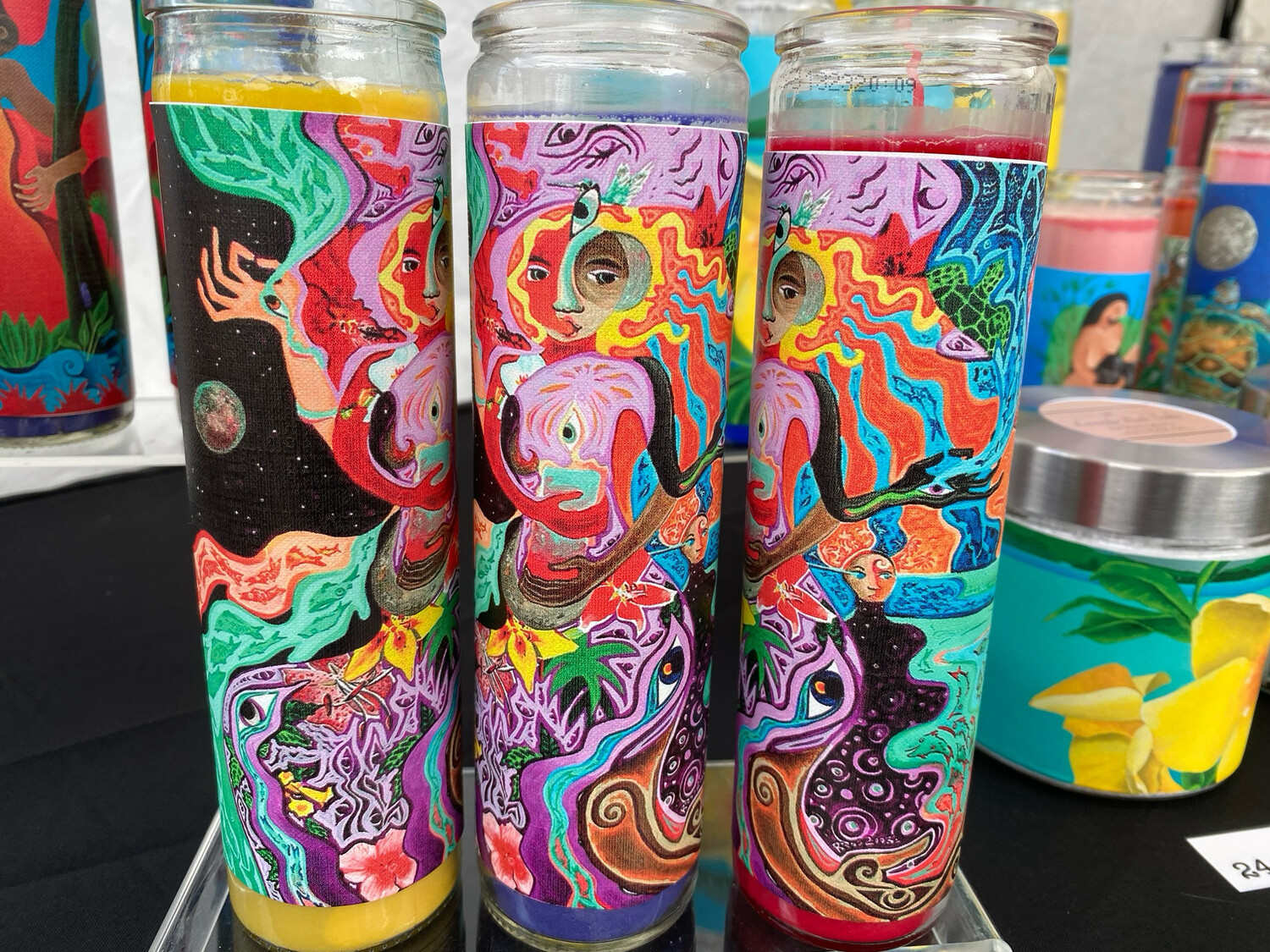 3 Prayer Candles, One Of Each
