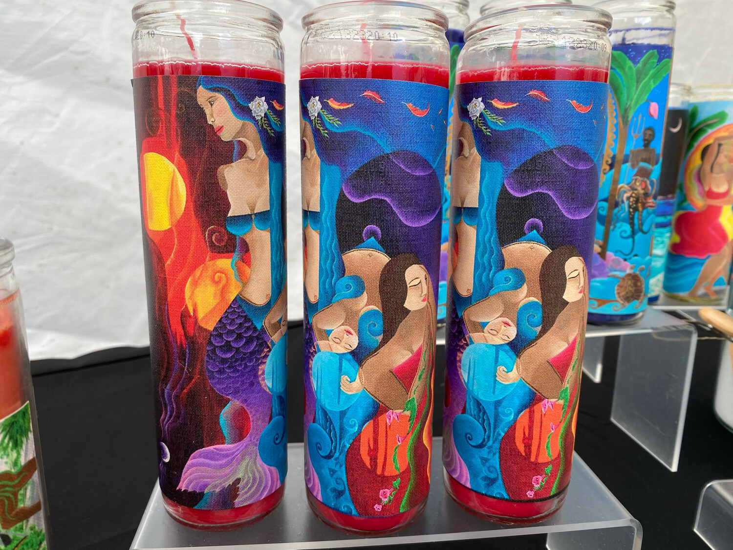 3 Prayer Candles, One Of Each