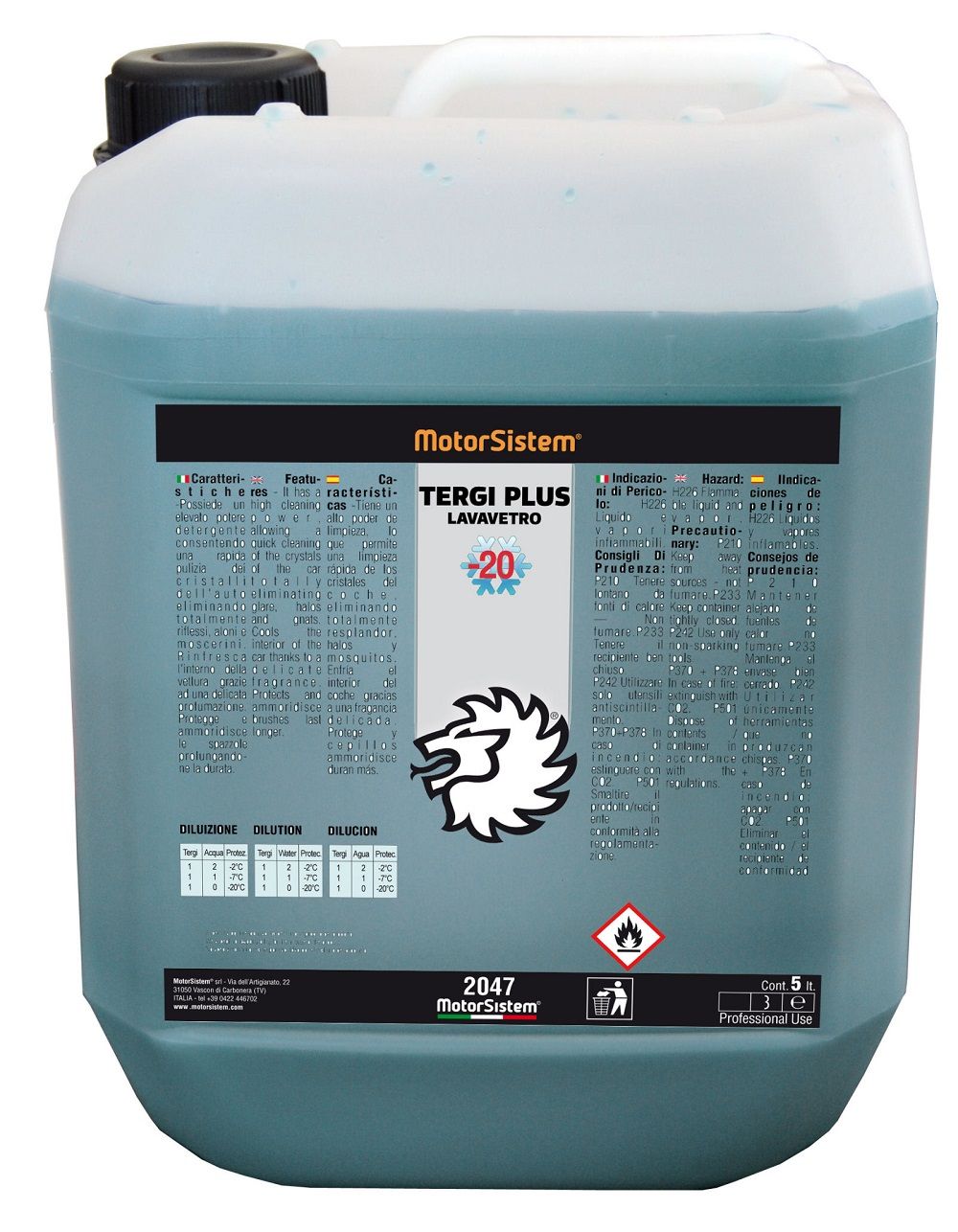 LAVAVETRI TERGI PLUS CONCENTRATO CON ANTIGELO 20 LITRI