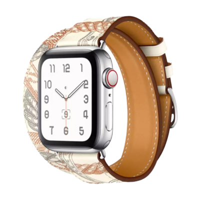 double leather strap for apple باند جلد دبل نقش لساعة أبل