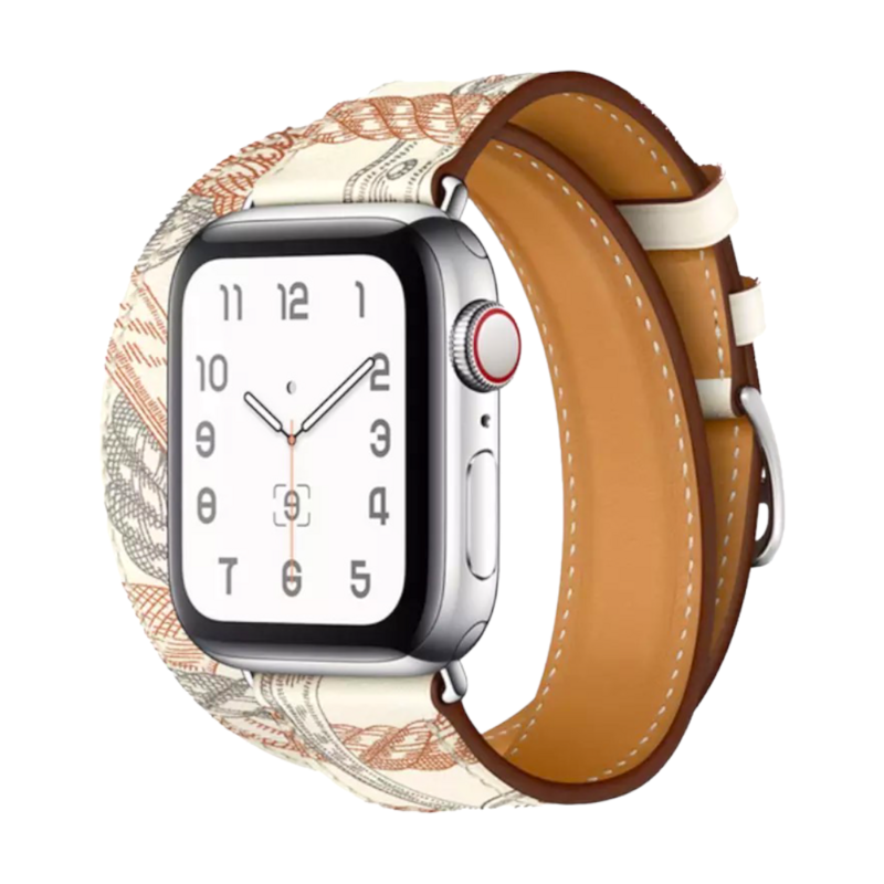 double leather strap for apple باند جلد دبل نقش لساعة أبل