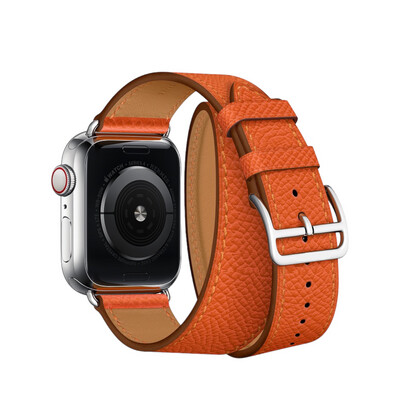 double leather strap for apple باند جلد دبل لساعة أبل
