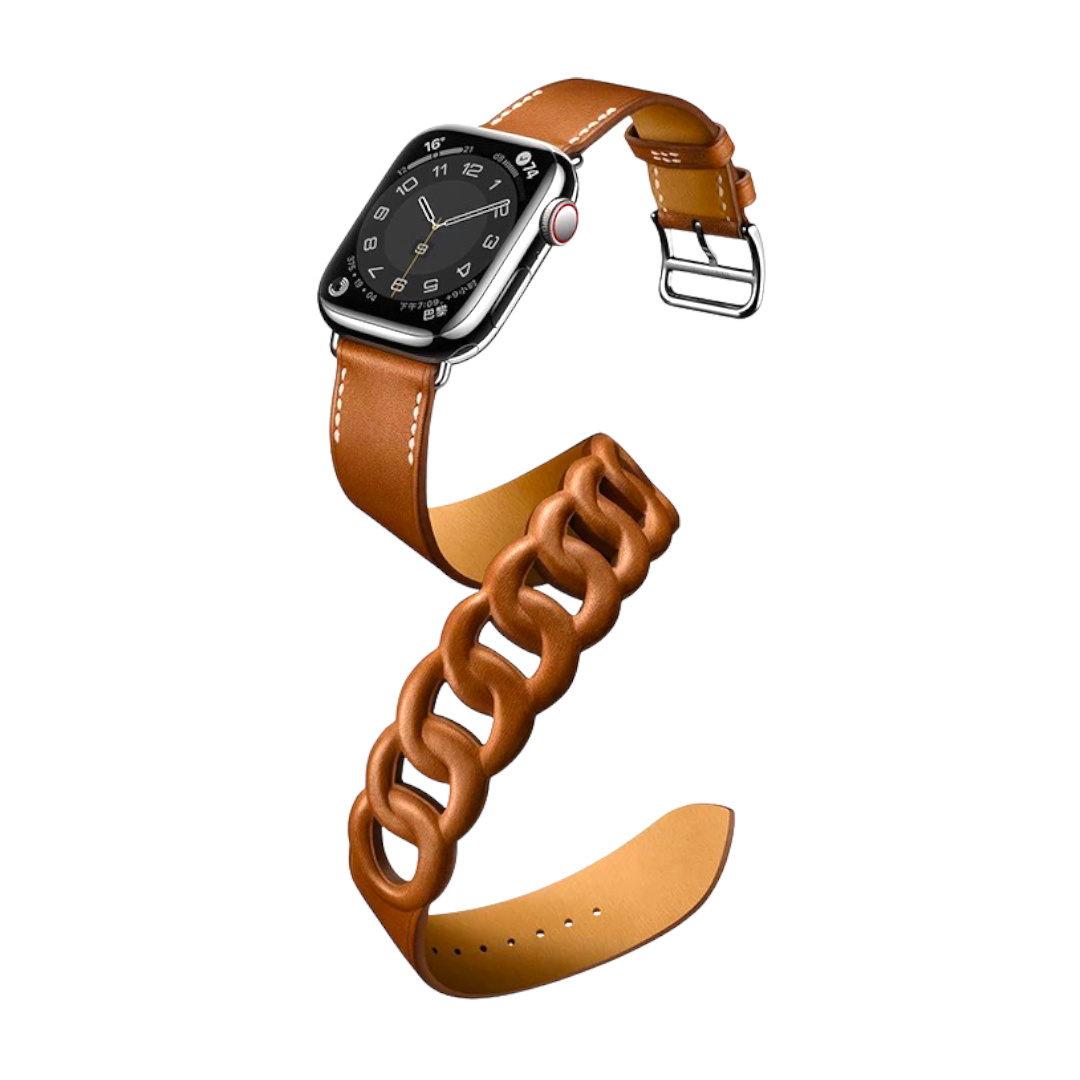 double leather strap for apple باند جلد دبل لساعة أبل