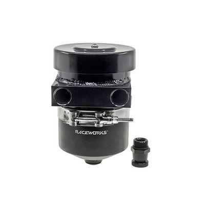 Raceworks 1ltr Black Aluminium Straight Port Catch Can With Drain Tap