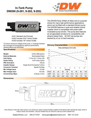 Deatschwerks 255lph in-tank fuel pump