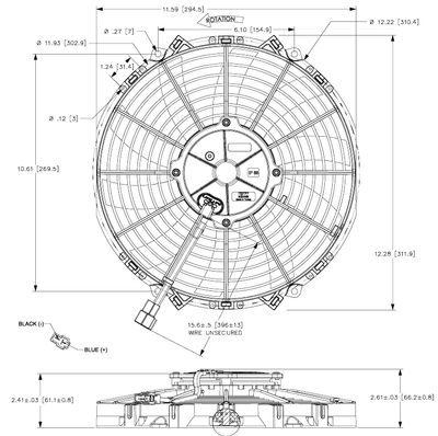 Maradyne Champion Series Fan 11" 12V / 130W 1110 CFM M113K