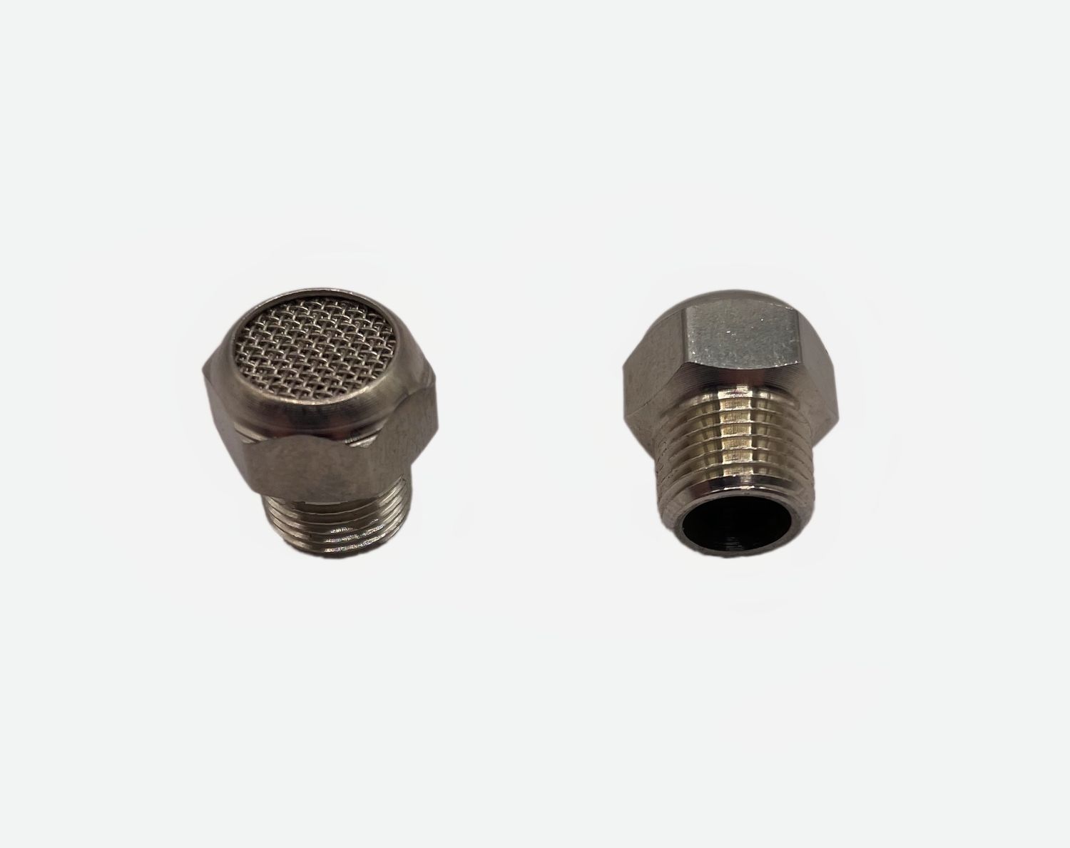 Online Motorsports 1/8 NPT Stainless Steel Mac Valve Breather Muffler fitting.