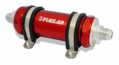 FUELAB 818 In-Line Fuel Filter Standard -6AN In/Out 10 Micron Fabric - Black