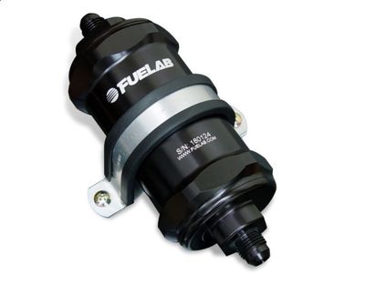 FUELAB 818 In-Line Fuel Filter Standard -6AN In/Out 10 Micron Fabric - Black