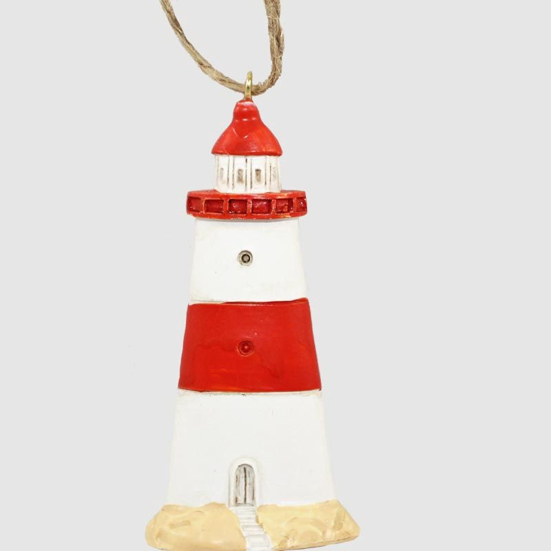 Red &amp; White Lighthouse Ornament
