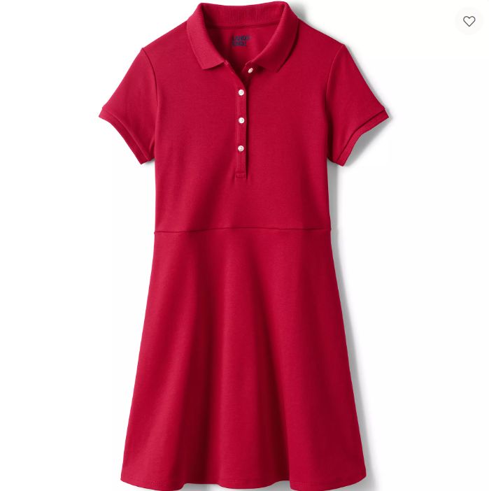 RED-School Uniform Girls Short Sleeve Interlock Polo Dress