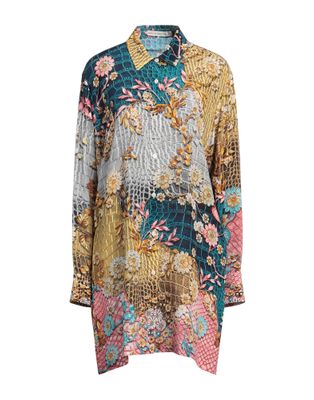 Блузка MARY KATRANTZOU Шелк Петроль