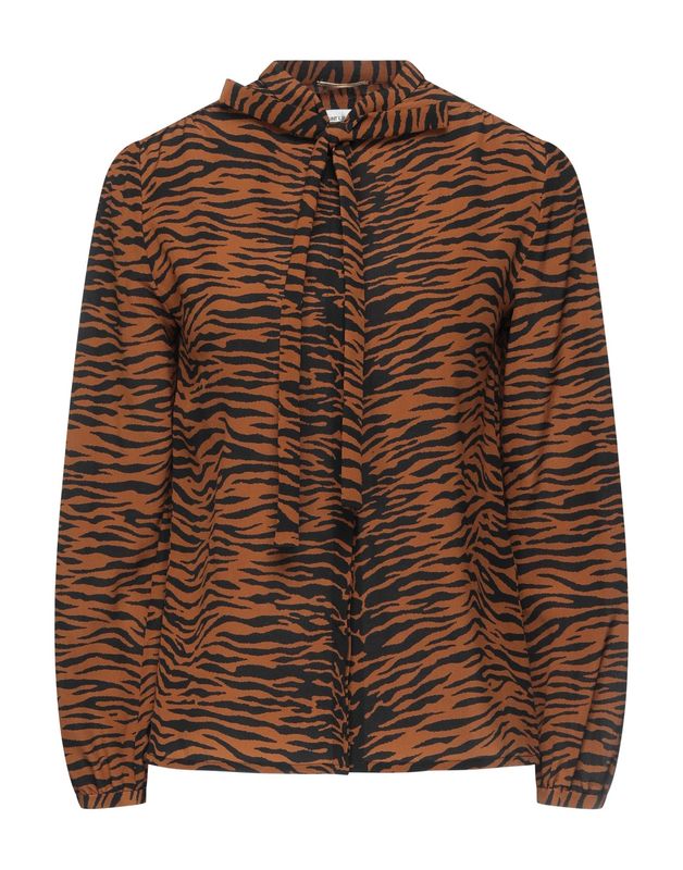 Блузка SAINT LAURENT Шелк Коричневый