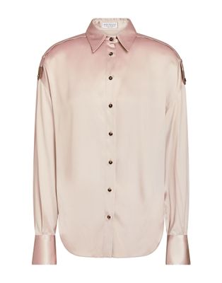 Pубашка BRUNELLO CUCINELLI Шелк Светло-коричневый