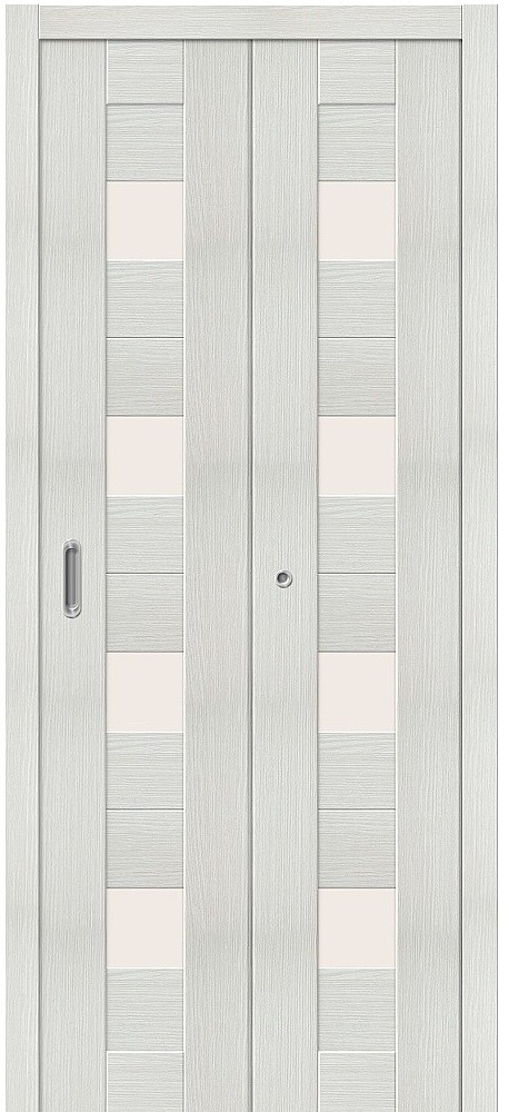 Дверь складная (книжка) межкомнатная Эко Шпон Порта-23 Bianco Veralinga стекло сатинато белое