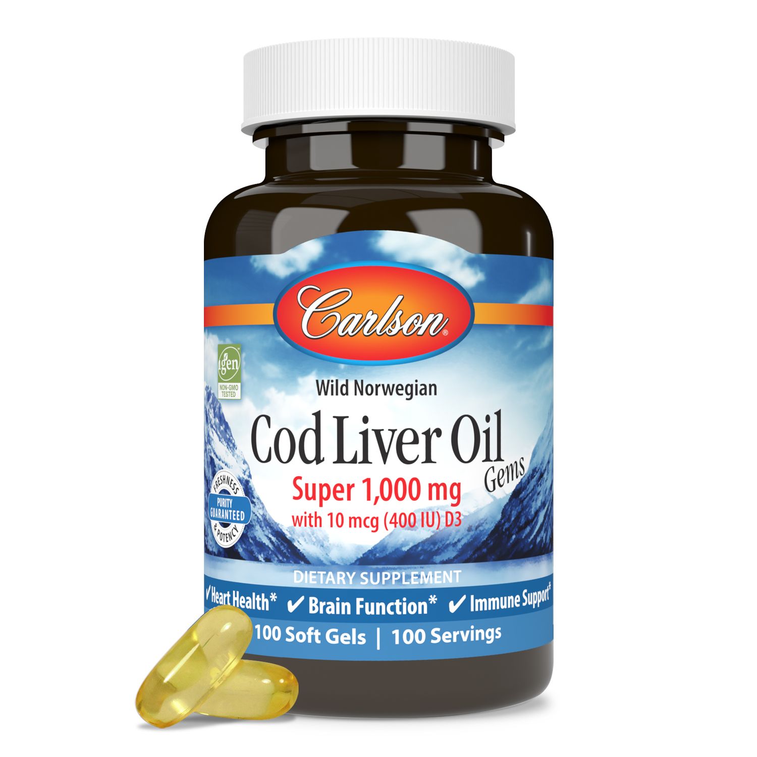 Cod Liver Oil Gems Super 1,000mg w/ 10mcg (400IU) D3 Cod Liver Oil Gems Super 1,000mg w/ 10mcg (400IU) D3