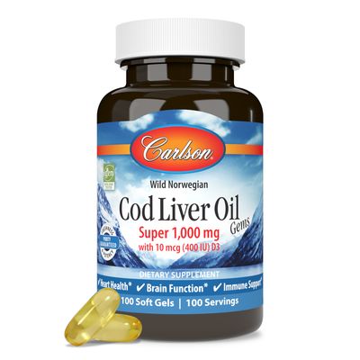 Cod Liver Oil Gems Super 1,000mg w/ 10mcg (400IU) D3