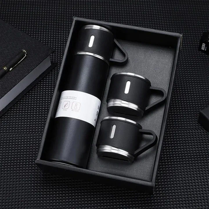 Thermos With Cups Double Wall Stainless Steel 500ml Vacuum Flask