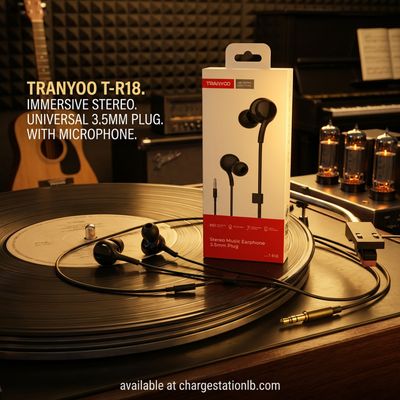 Tranyoo T-R18C – Type-C Stereo Earphones with Microphone (Black)