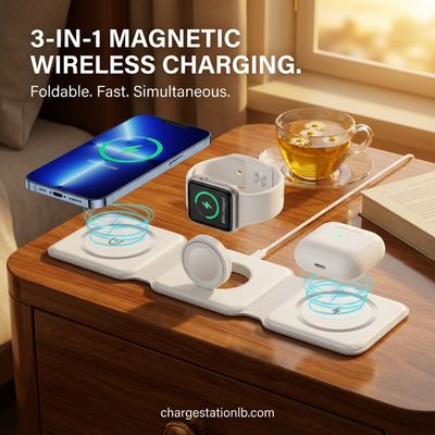 3-in-1 Magnetic Wireless Charger – Foldable Fast Charging Dock