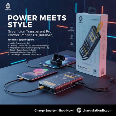 Green Lion External Battery – Transparent Pro 20 000 mAh & 20W