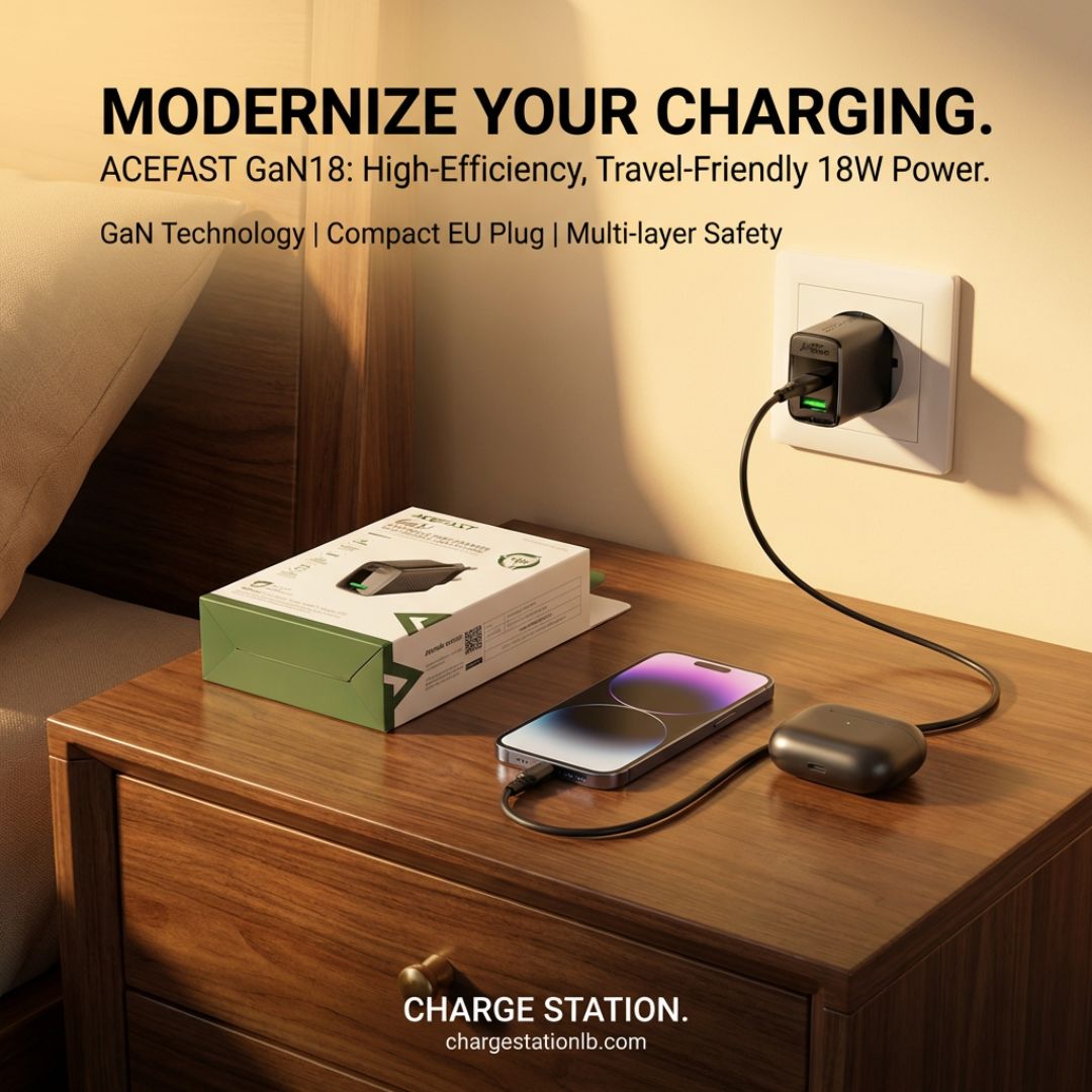 A90 QC18W GaN single USB-A charger black