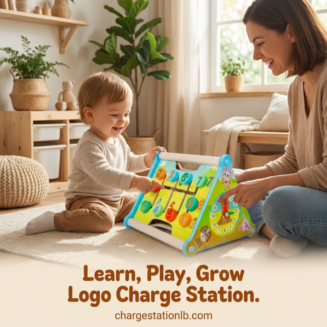 Wooden Learning Box – Numbers, Clock &amp; Fine Motor Skills Toy