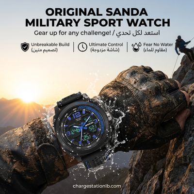 Original SANDA Military Sport Watch - Black &amp; Blue